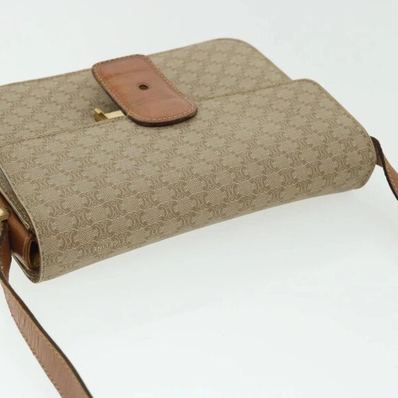 CELINE Macadam Canvas Shoulder Bag Canvas Leather Beige Brown Auth 51028 - Picture 8 of 15